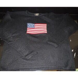 Planet Earth Sweaters Women’s Vintage Medium Knit USA Blue American Flag Peru